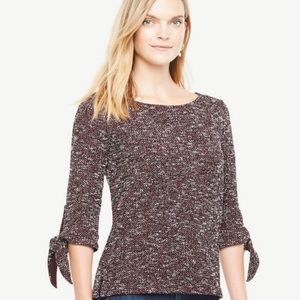 ANN TAYLOR Tweed Tie Sleeve Top